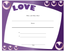 Love Certificate In Lilac