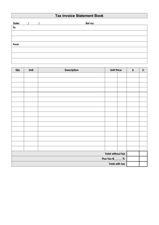 Tax Invoice Statement Book Template Printable pdf