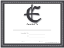 E Monogram Certificate Template