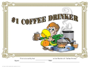 Number 1 Coffee Drinker Certificate