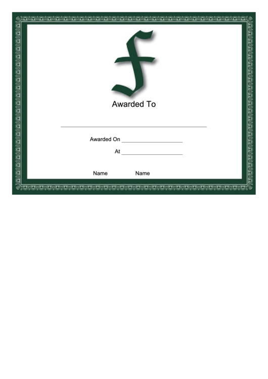 F Monogram Certificate Template Printable pdf