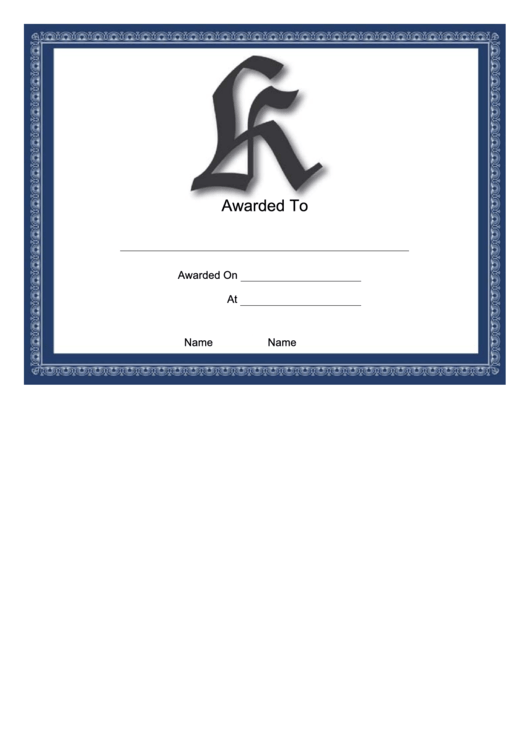 K Monogram Certificate Template Printable pdf