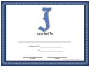 J Monogram Certificate Template