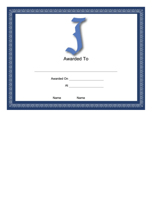 J Monogram Certificate Template Printable pdf