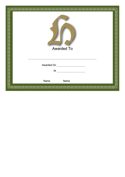 H Monogram Certificate Template Printable pdf