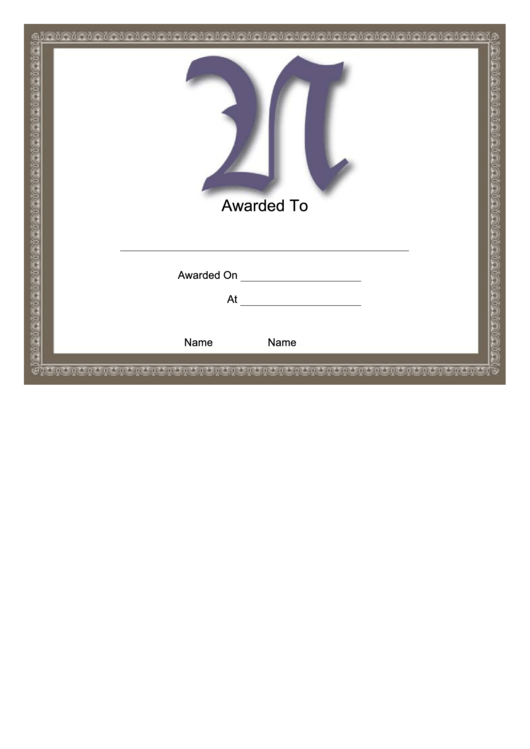 N Monogram Certificate Template Printable pdf