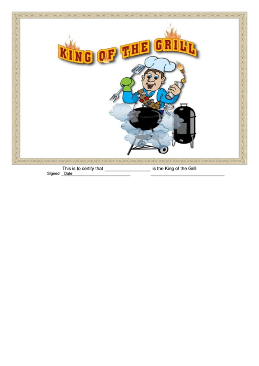 King Of The Grill Certificate Printable pdf