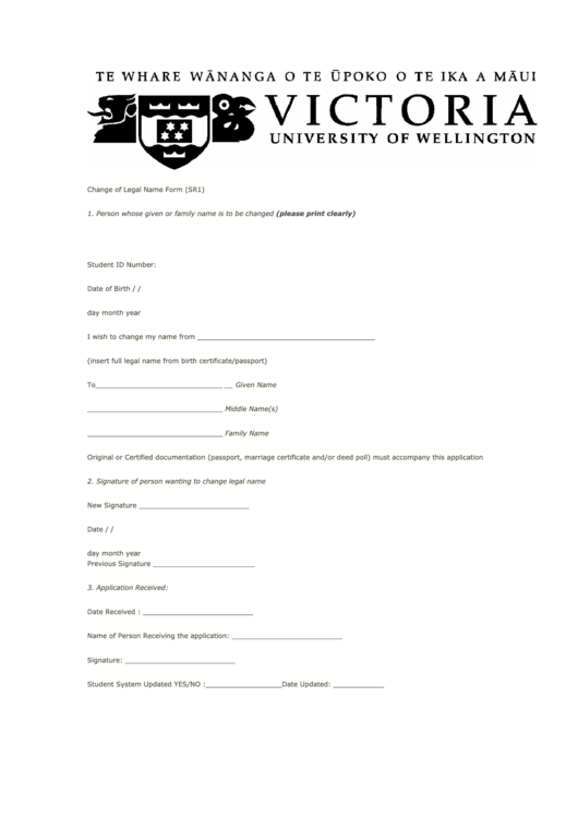 Student Change Of Legal Name Form Printable pdf