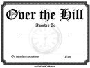 Over The Hill Certificate