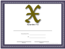 X Monogram Certificate Template