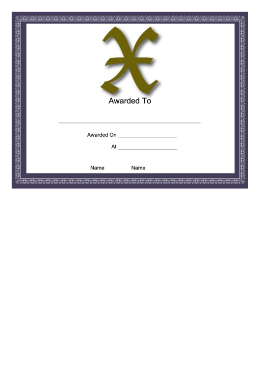 X Monogram Certificate Template Printable pdf