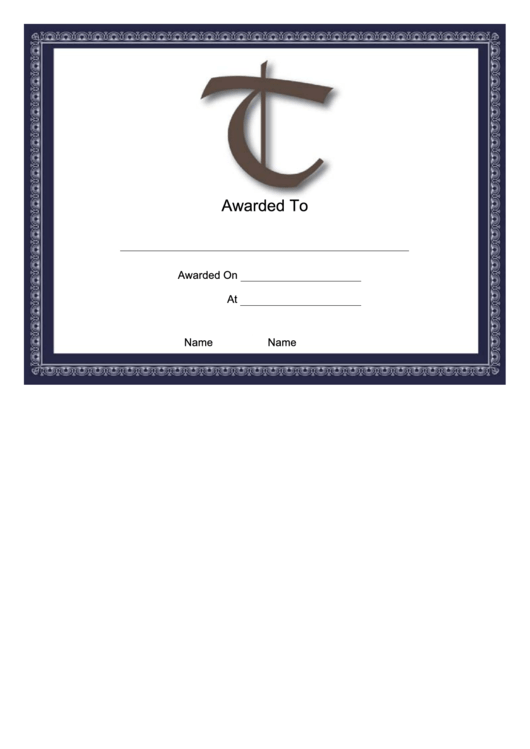 T Monogram Certificate Template Printable pdf