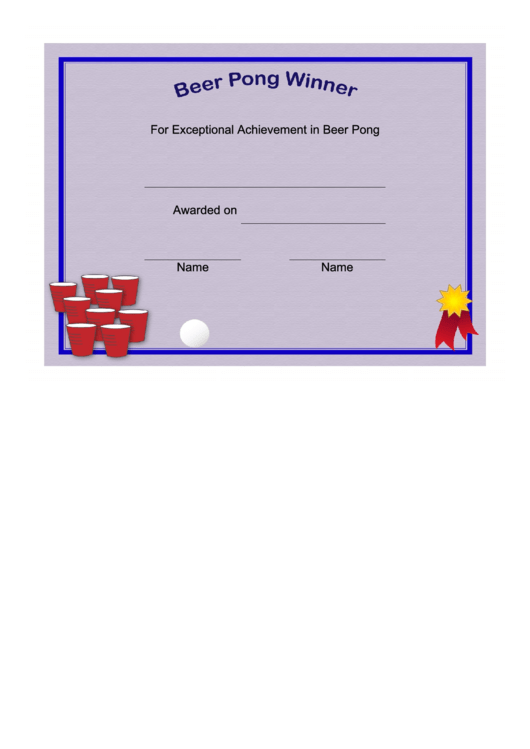 Beer Pong Winner Printable pdf