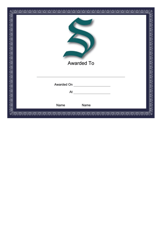 S Monogram Certificate Template Printable pdf