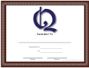Q Monogram Certificate Template