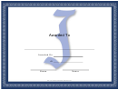 Centered J Monogram Certificate Template