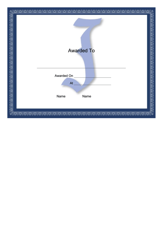 Centered J Monogram Certificate Template Printable pdf
