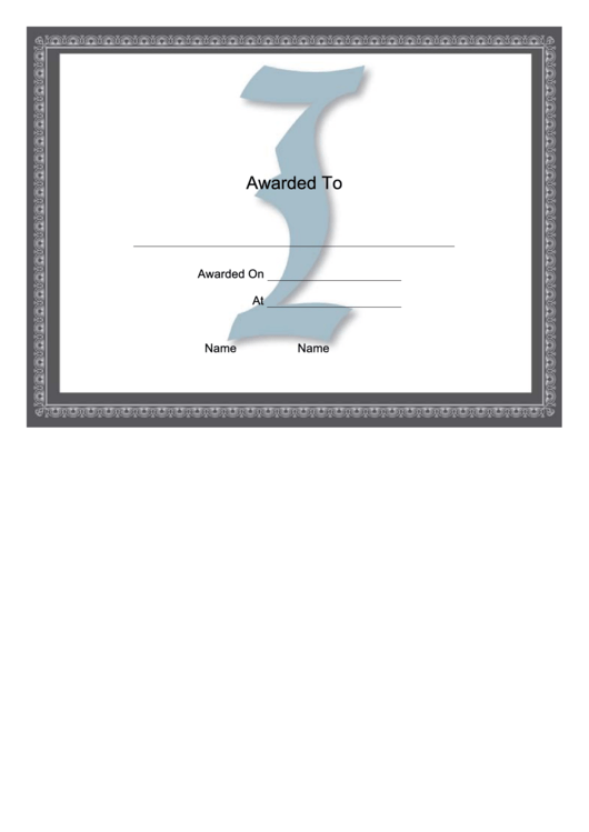 Centered I Monogram Certificate Template Printable pdf