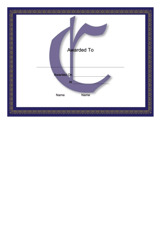 Centered C Monogram Certificate Template Printable pdf