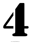 Number 4 Stencil Template