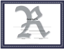 Centered R Monogram Certificate Template