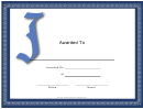 Offset J Monogram Certificate Template