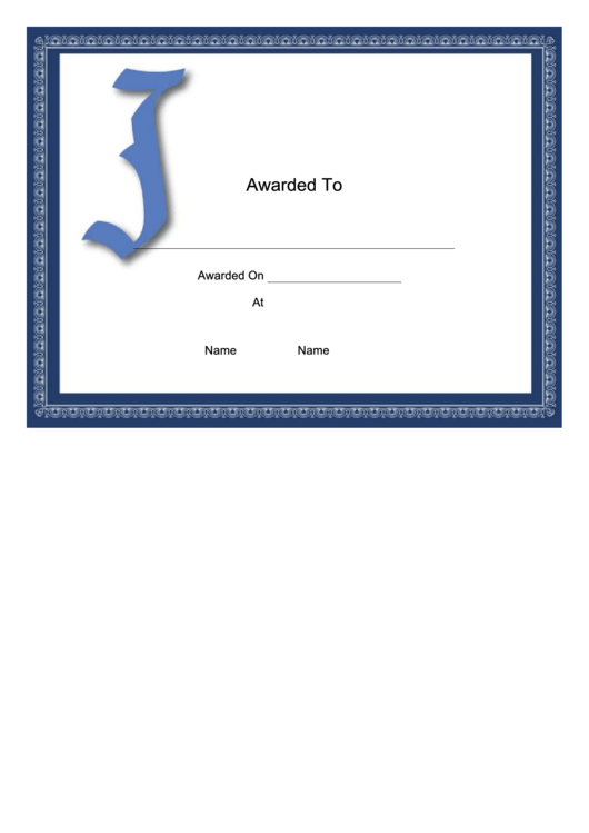 Offset J Monogram Certificate Template Printable pdf