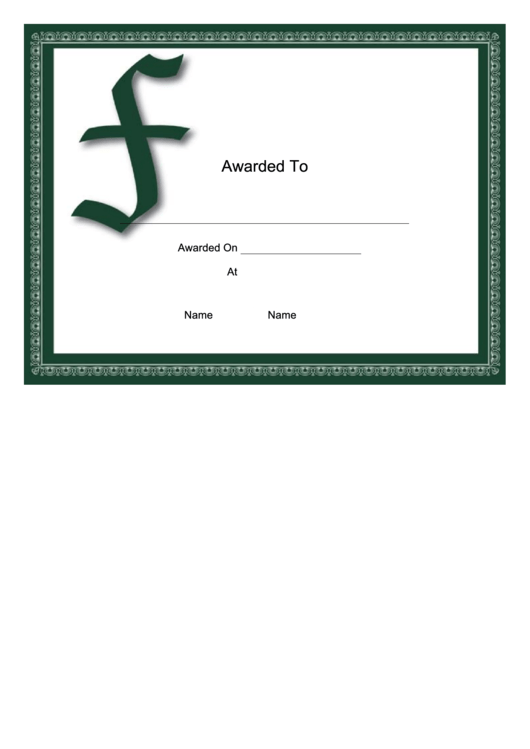 Offset F Monogram Certificate Template Printable pdf