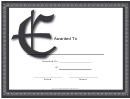 Offset E Monogram Certificate Template