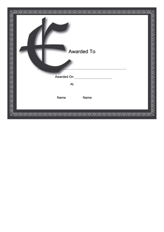 Offset E Monogram Certificate Template Printable pdf