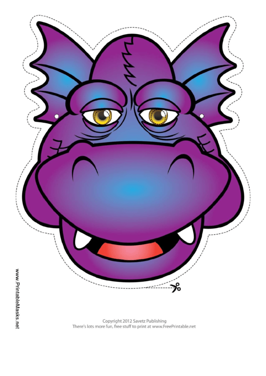 Dragon Smiling Mask Template Printable pdf