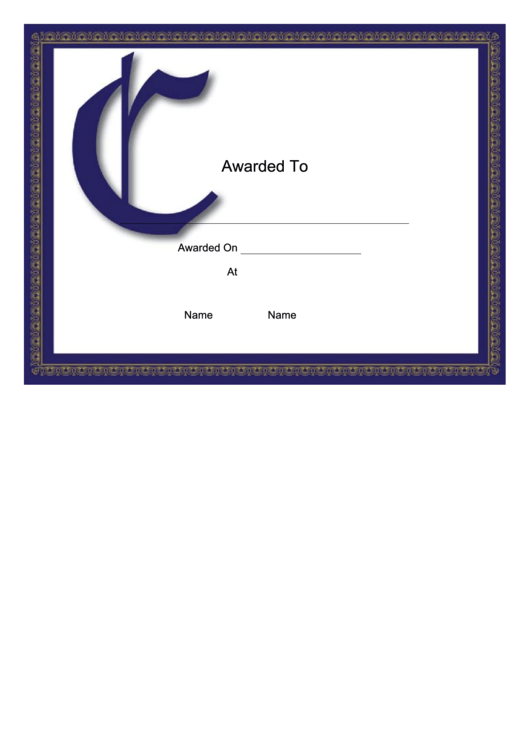 Offset C Monogram Certificate Template Printable pdf
