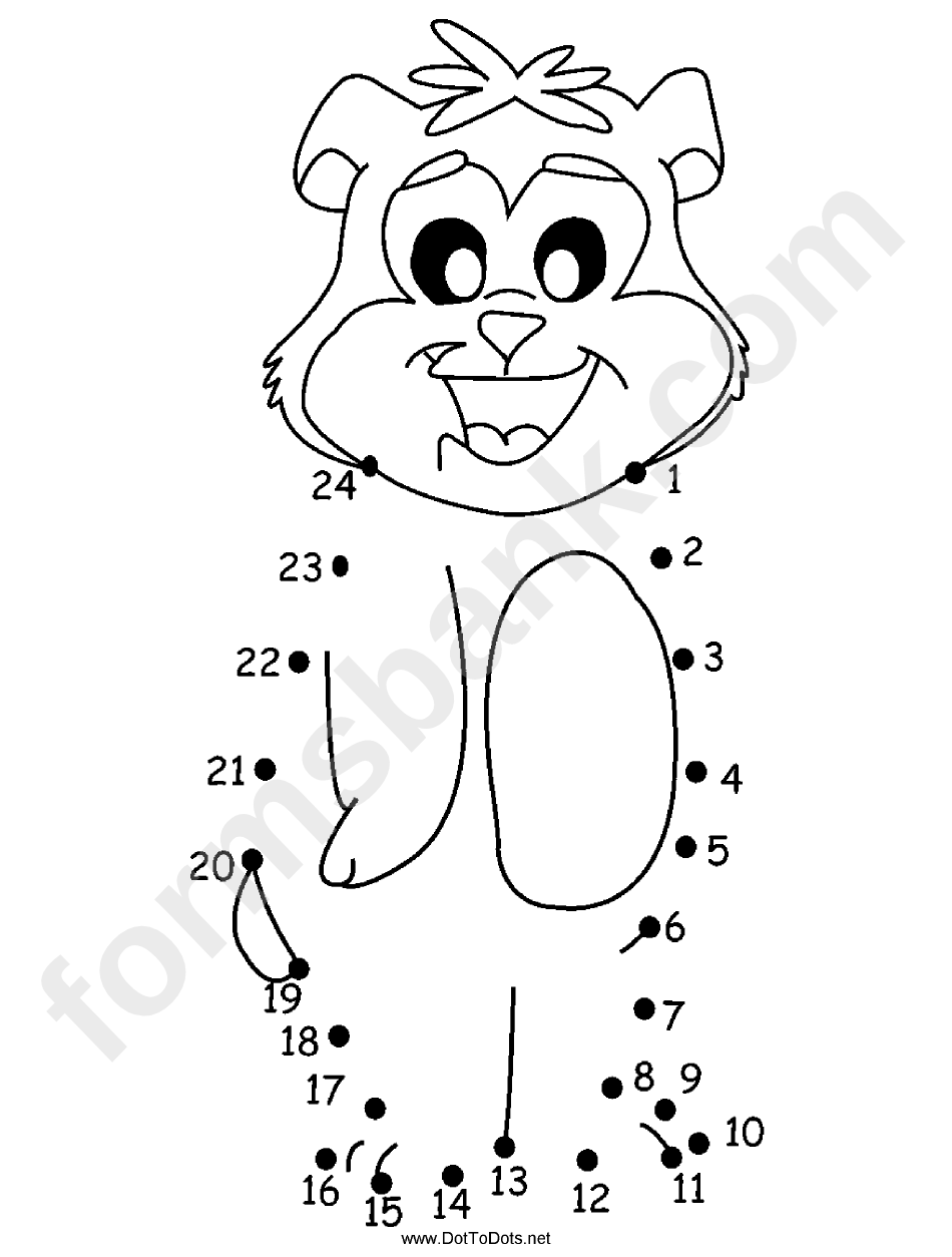 Smiling Bear Dot-To-Dot Sheet