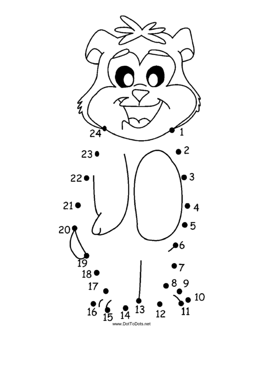 Smiling Bear Dot-To-Dot Sheet Printable pdf