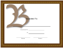 Offset B Monogram Certificate Template