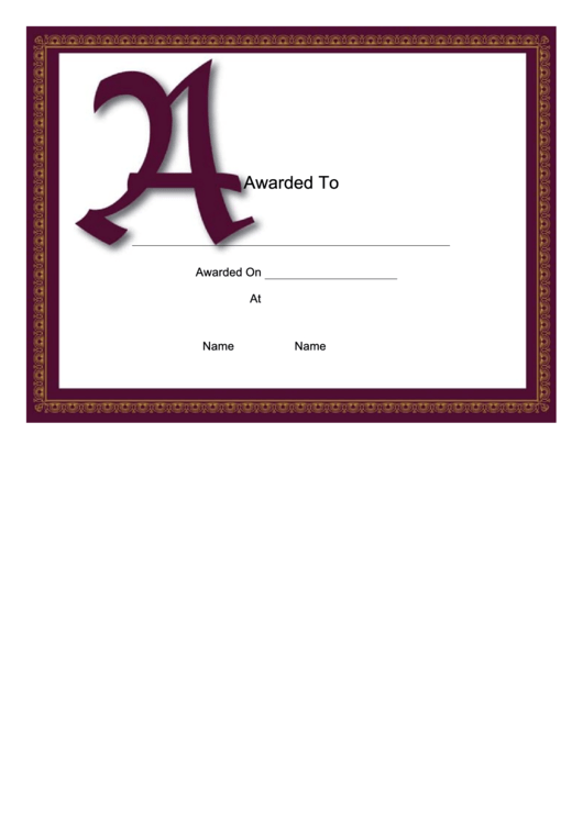 Offset A Monogram Certificate Template Printable pdf