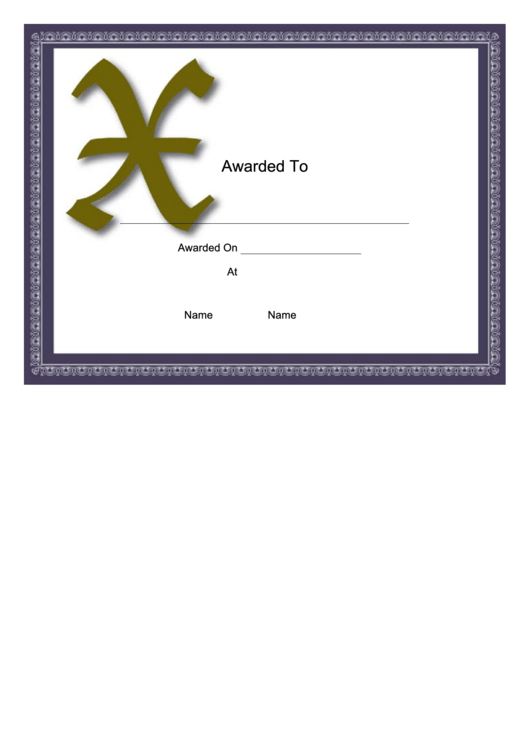 Offset X Monogram Certificate Template Printable pdf