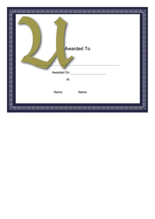Offset U Monogram Certificate Template Printable pdf