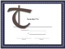 Offset T Monogram Certificate Template
