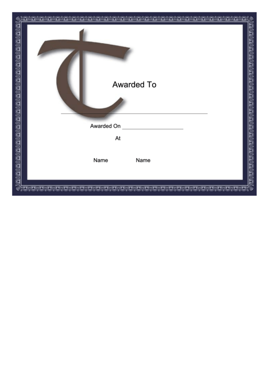 Offset T Monogram Certificate Template Printable pdf