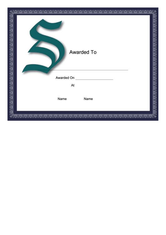 Offset S Monogram Certificate Template Printable pdf