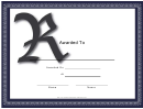 Offset R Monogram Certificate Template