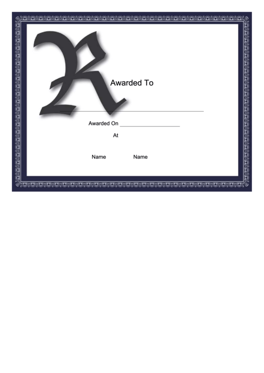 Offset R Monogram Certificate Template Printable pdf