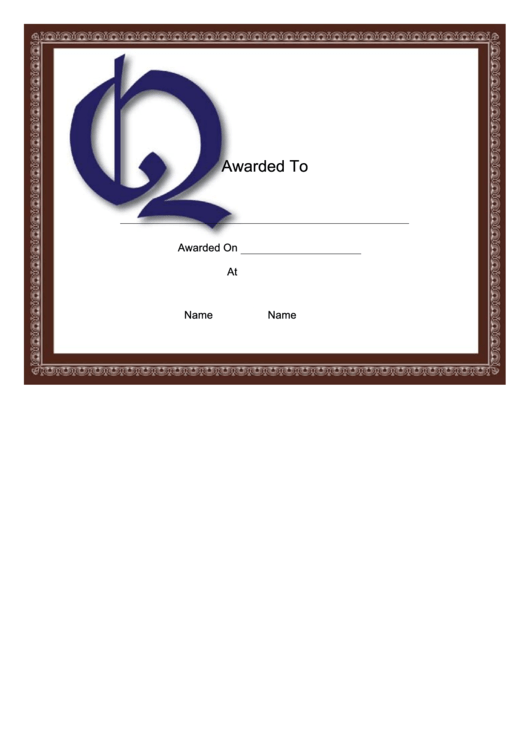 Offset Q Monogram Certificate Template Printable pdf