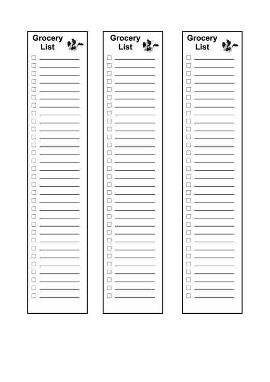 3 Blank Grocery List Templates Printable pdf