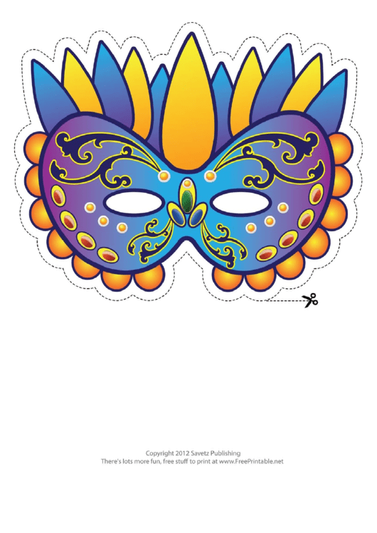 Mardi Gras Festive Mask Template Printable pdf