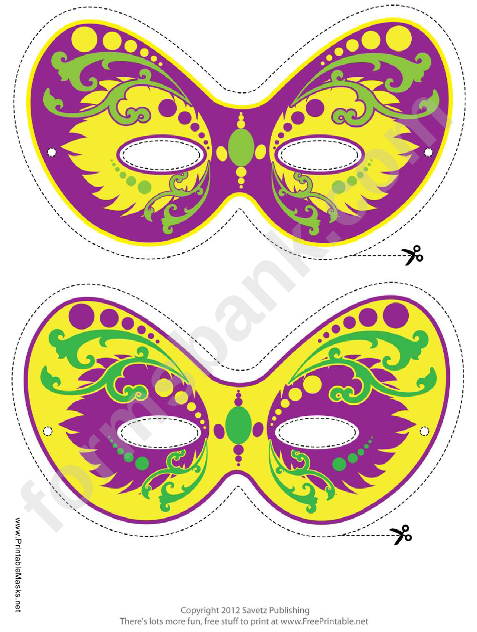 Mardi Gras Ornate Mask Template