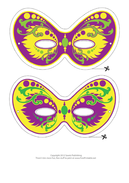 Mardi Gras Ornate Mask Template Printable pdf