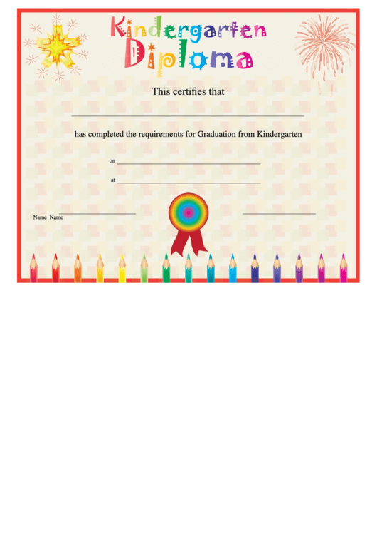 Kindergarten Diploma Certificate Template Printable pdf