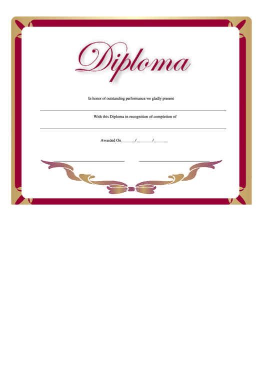 Diploma Certificate Template Printable pdf